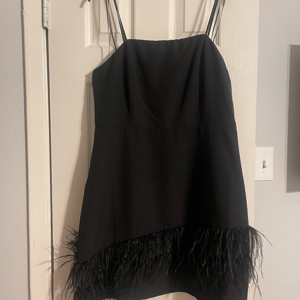 Sam Edelman Black Feather Trim Dress